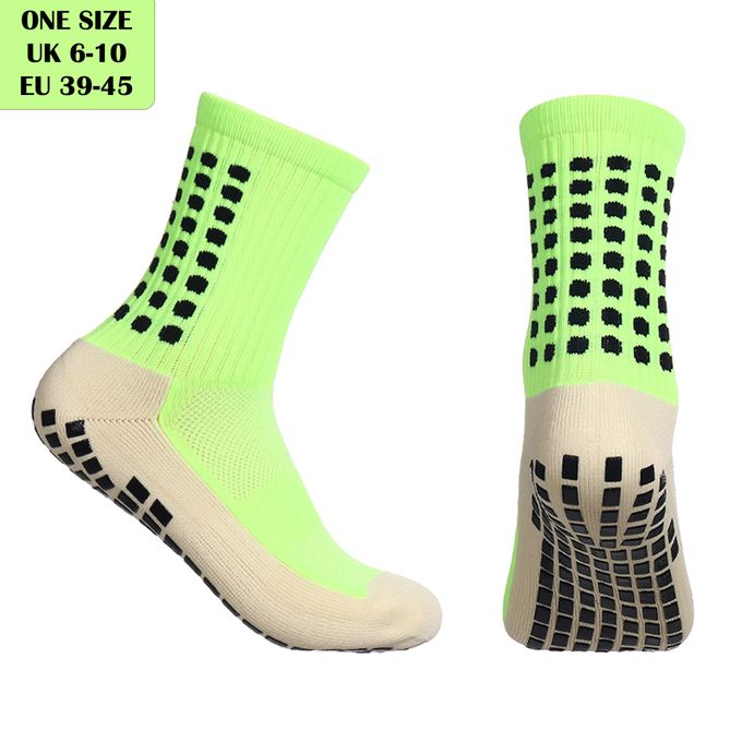 KipFit Anti-Slip Football Basketball Running Fitness Sports Grip Socks - Lime Green - Image 2