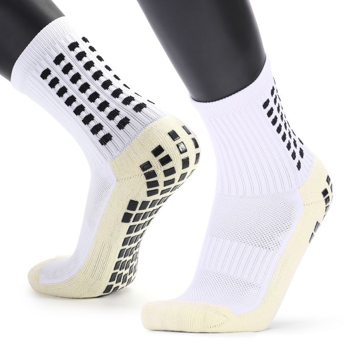 KipFit White Anti Slip Football Basketball Running Fitness Sports Grip Socks - Image 3