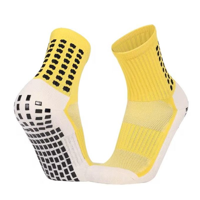 KipFit 4 Pairs Yellow Anti Slip Football Basketball Running Fitness Sports Grip Socks - Image 3