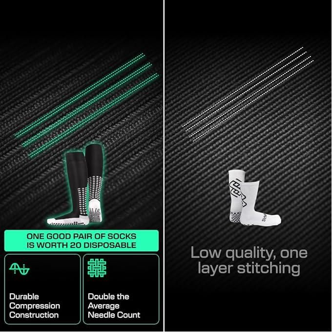 KipFit Yellow Anti Slip Socks Grip Knee High Football Basketball Running Fitness Sports - Image 3