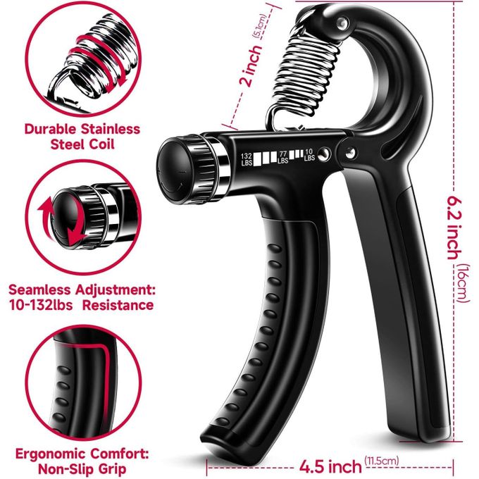 KipFit Hand Grip Strengthener Kit Forearm 5 Pack Adjustable Resistance - Image 4